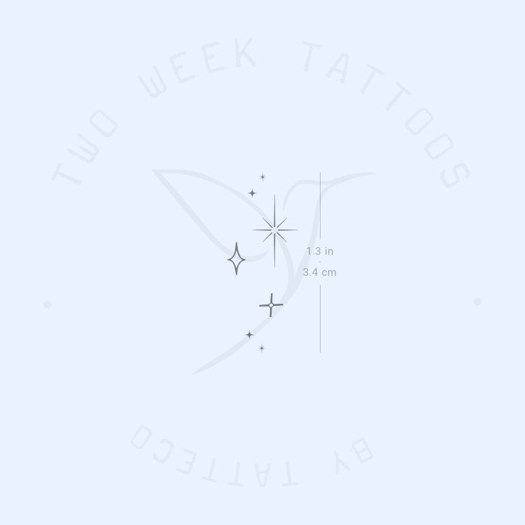 Tatuaje semipermanente de estrellas y destellos - Juego de 2