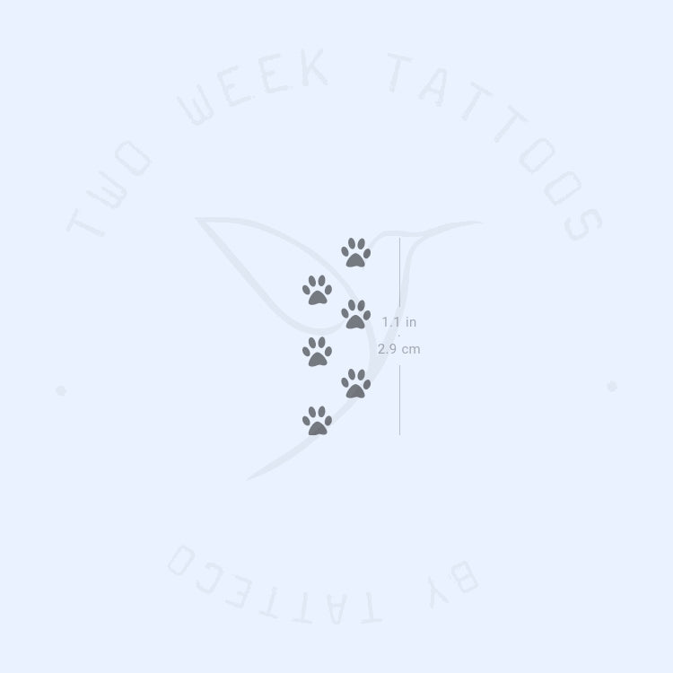 Six Tiny Paw Print Semi-Permanent Tattoo - Set of 2