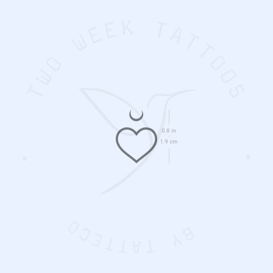 Tatuaje semipermanente de corazón y luna (juego de 2)