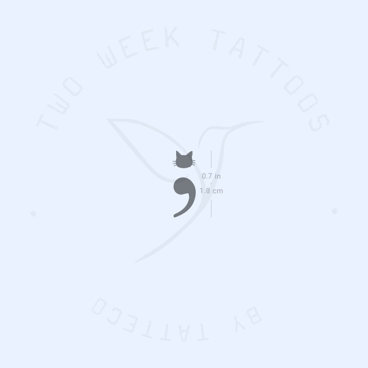 Semicolon Cat Semi-Permanent Tattoo - Set of 2