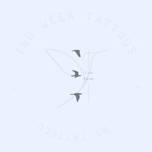 Tatuaje semipermanente de 3 pájaros pequeños voladores (juego de 2)