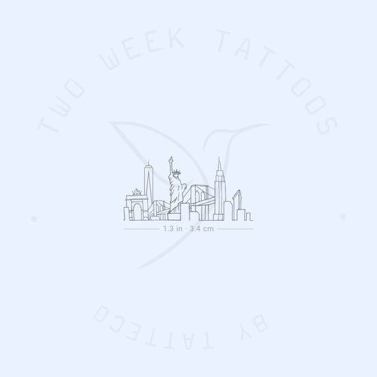 Small NYC Skyline Semi-Permanent Tattoo - Set of 2