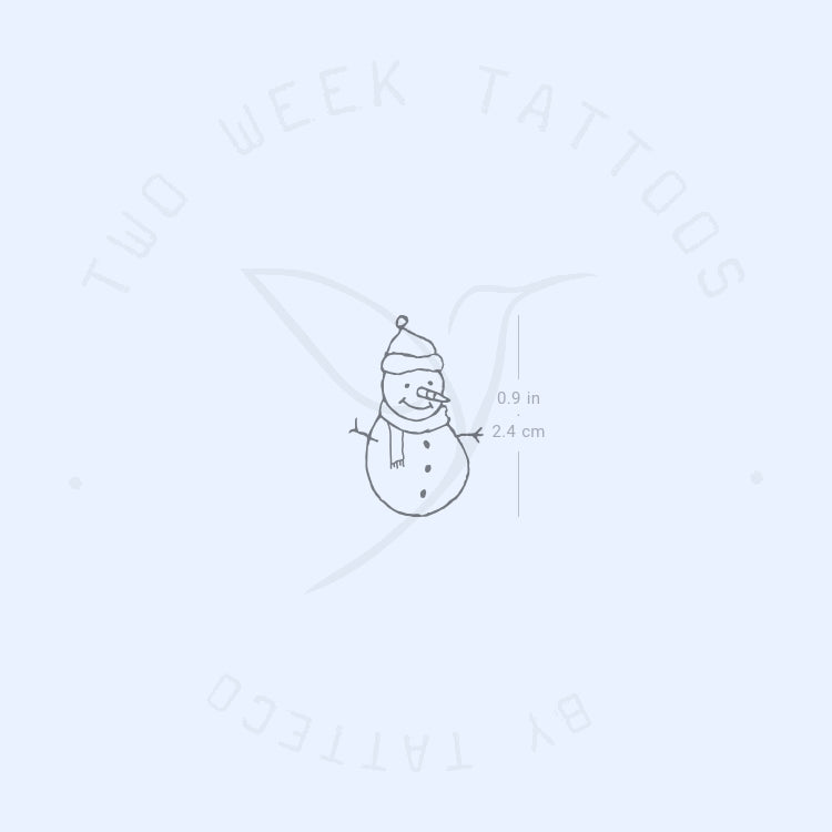 Fine Line Snowman Semi-Permanent Tattoo - Set of 2