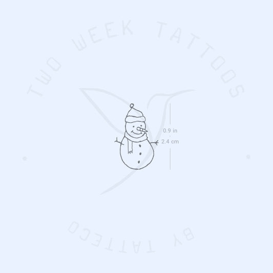 Fine Line Snowman Semi-Permanent Tattoo - Set of 2