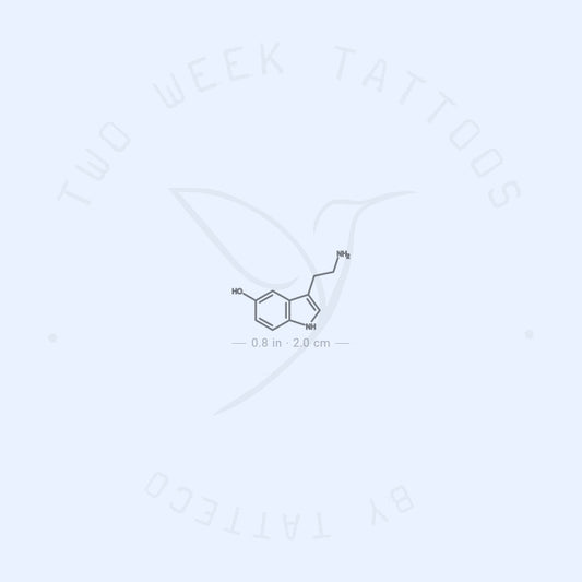 Tatuaje semipermanente pequeño de la estructura química de la serotonina (juego de 2)