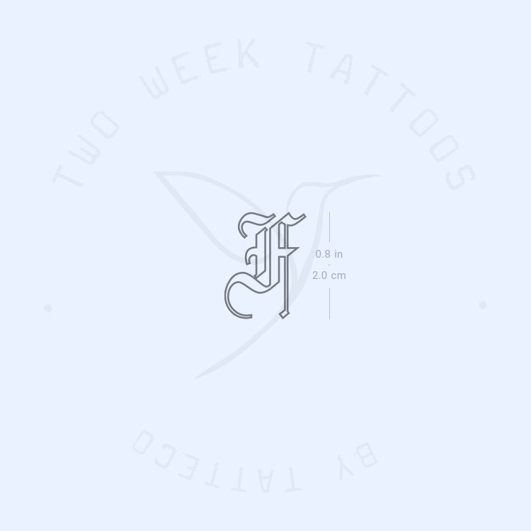 F Gothic Outline Semi-Permanent Tattoo - Set of 2