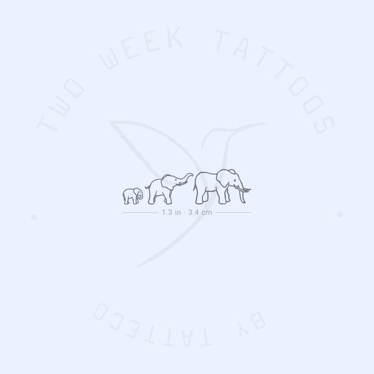 Small Elephant Family Semi-Permanent Tattoo - Set of 2