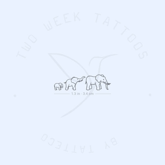 Small Elephant Family Semi-Permanent Tattoo - Set of 2
