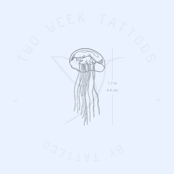 Fine Line Jellyfish Semi-Permanent Tattoo - Set of 2