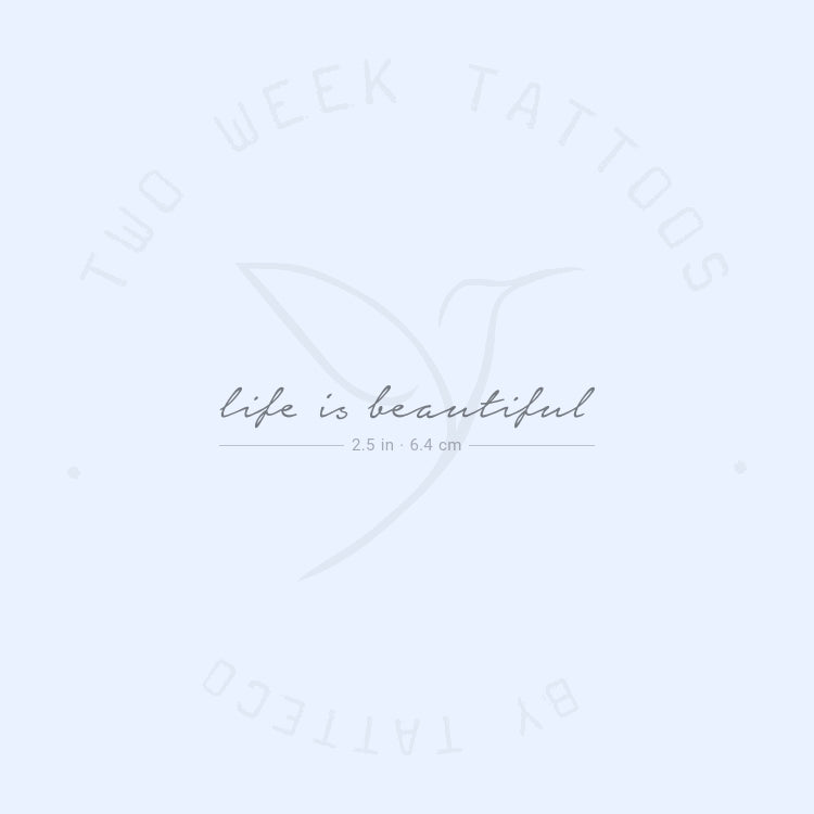 Tatuaje semipermanente "La vida es bella" - Juego de 2