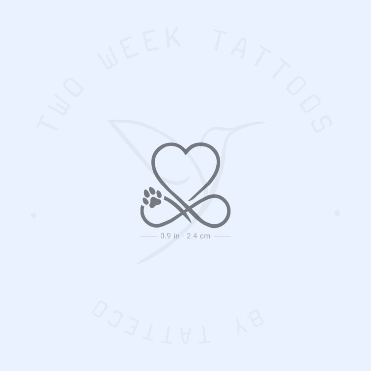 Infinity Heart And Dog Paw Print Semi-Permanent Tattoo - Set of 2