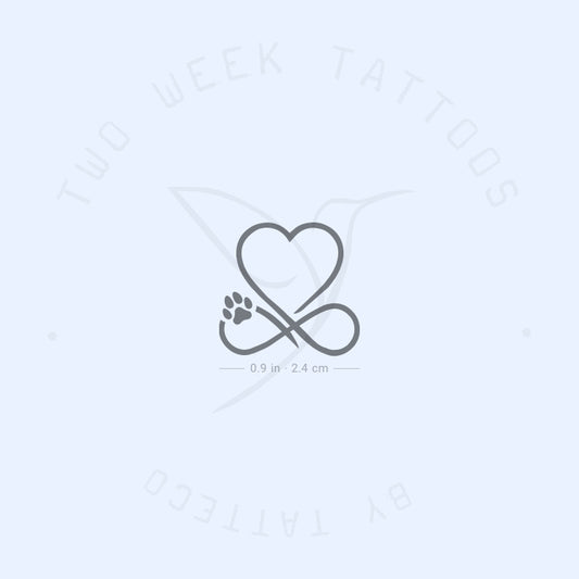 Infinity Heart And Dog Paw Print Semi-Permanent Tattoo - Set of 2