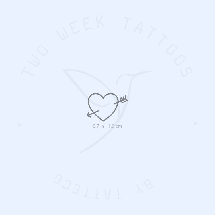 Tatuaje semipermanente de corazón y flecha (juego de 2)