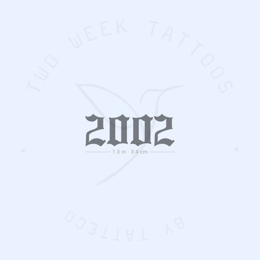 Tatuaje semipermanente gótico del año de nacimiento 2002 (juego de 2)
