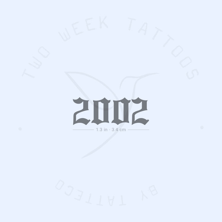 Gothic 2002 Birth Year Semi-Permanent Tattoo - Set of 2