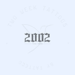 Gothic 2002 Birth Year Semi-Permanent Tattoo - Set of 2