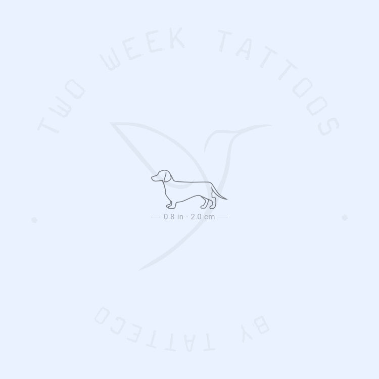 Tatuaje semipermanente de perro salchicha pequeño - Juego de 2