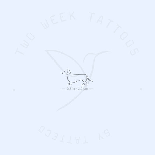 Tatuaje semipermanente de perro salchicha pequeño - Juego de 2