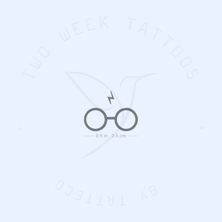 Glasses And Bolt Semi-Permanent Tattoo - Set of 2
