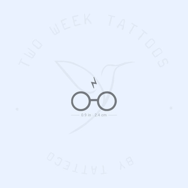 Glasses And Bolt Semi-Permanent Tattoo - Set of 2