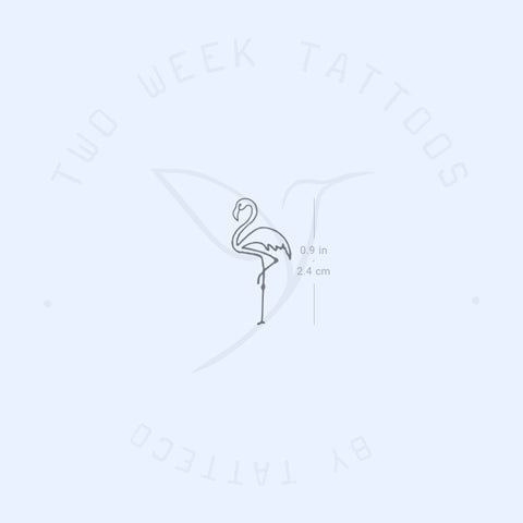 Single Line Flamingo Semi-Permanent Tattoo - Set of 2