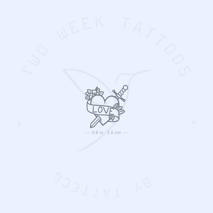 Heart And Sword Semi-Permanent Tattoo - Set of 2