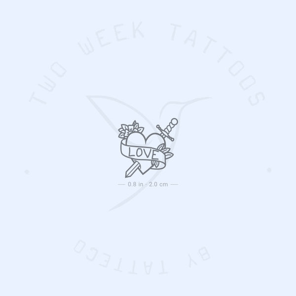 Heart And Sword Semi-Permanent Tattoo - Set of 2