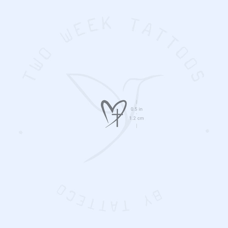 Tiny Cross Heart Semi-Permanent Tattoo - Set of 2