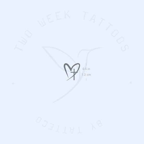 Tiny Cross Heart Semi-Permanent Tattoo - Set of 2