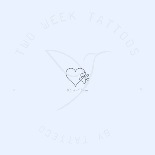One Line Paw Heart Semi-Permanent Tattoo - Set of 2
