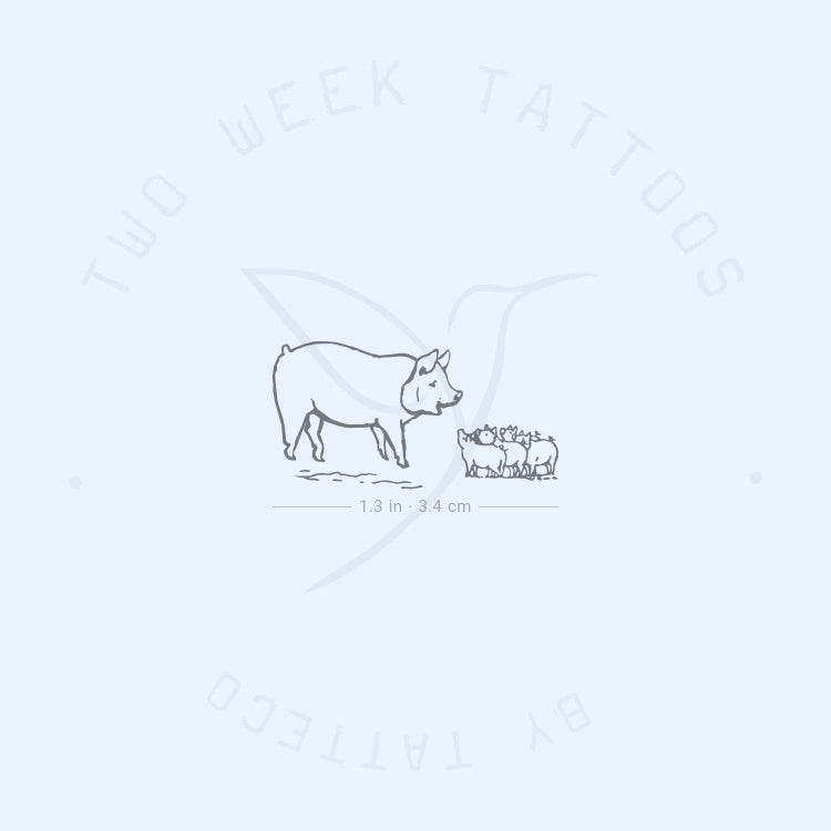 Pig Family Semi-Permanent Tattoo - Set of 2