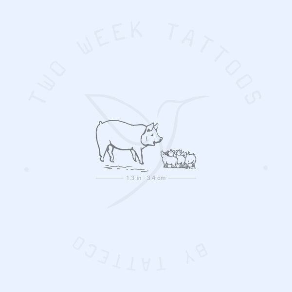 Pig Family Semi-Permanent Tattoo - Set of 2