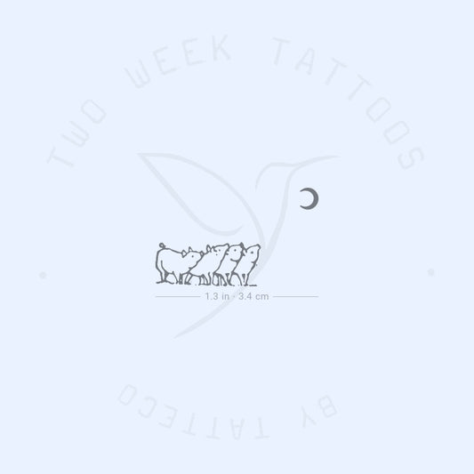 Piglets And The Moon Semi-Permanent Tattoo - Set of 2