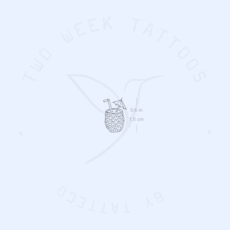 Tiny Piña Colada Semi-Permanent Tattoo - Set of 2