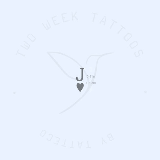Tatuaje semipermanente de la pequeña jota de corazones negra (juego de 2)