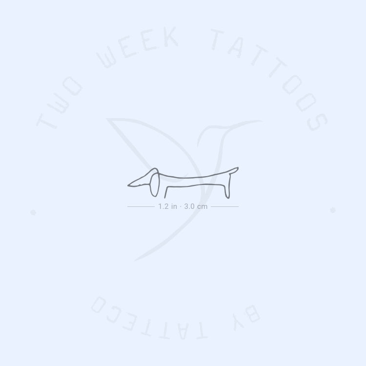 Fine Line Dachshund Semi-Permanent Tattoo - Set of 2