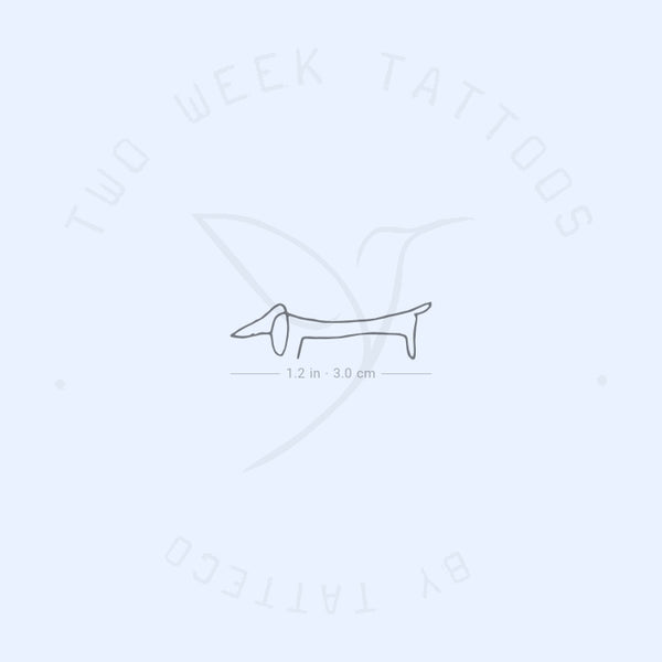 Fine Line Dachshund Semi-Permanent Tattoo - Set of 2