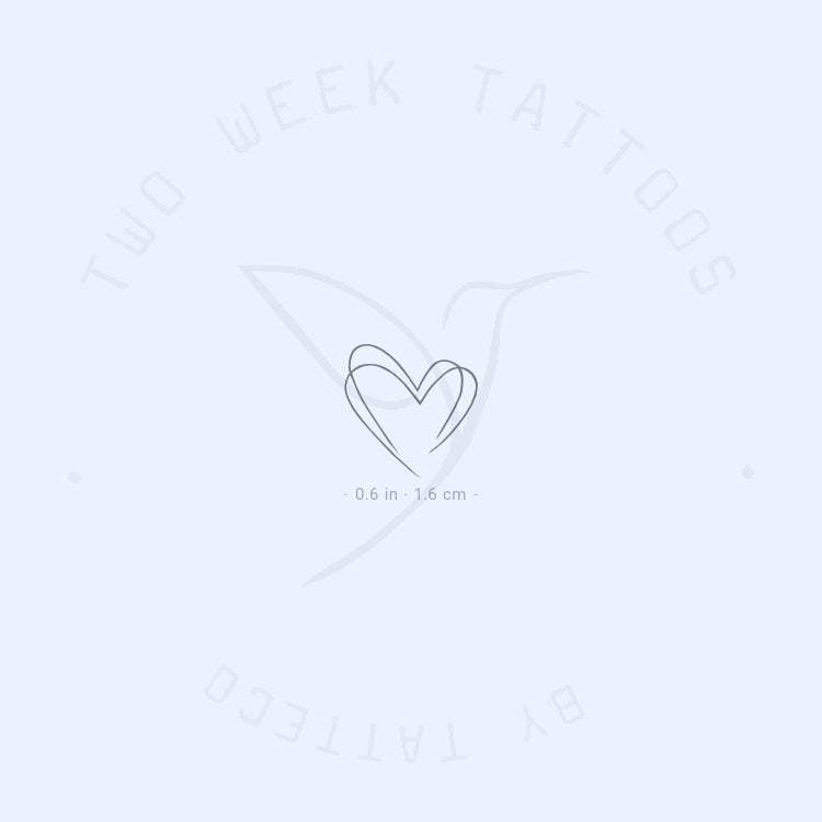 Tatuaje semipermanente pequeño de doble corazón (juego de 2)