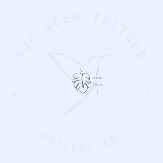 Tatuaje semipermanente de hoja de monstera de línea fina (juego de 2)