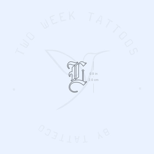Tatuaje semipermanente de contorno gótico en forma de L (juego de 2)