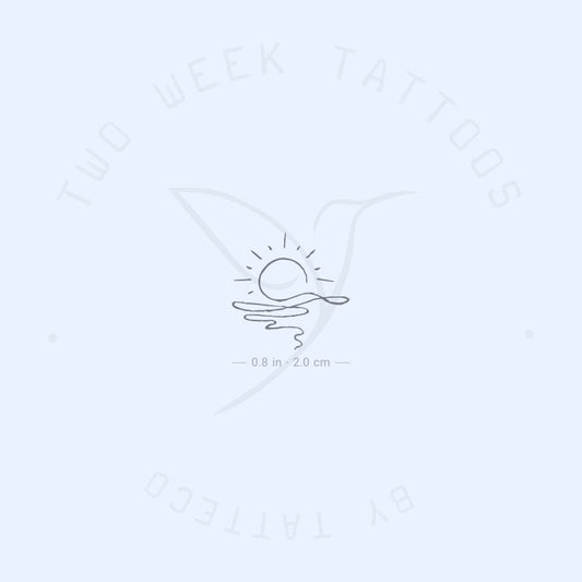 Continuous Line Sea Sunset Semi-Permanent Tattoo - Set of 2