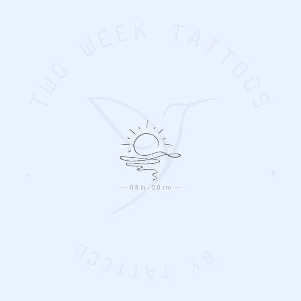 Continuous Line Sea Sunset Semi-Permanent Tattoo - Set of 2