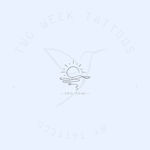 Continuous Line Sea Sunset Semi-Permanent Tattoo - Set of 2