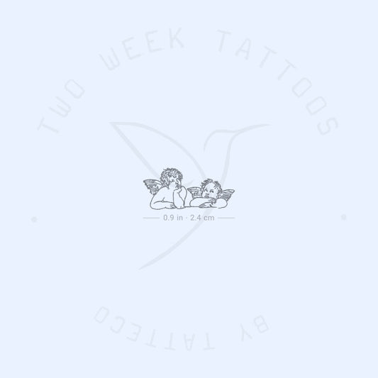 Tatuaje semipermanente minimalista de putti (juego de 2)