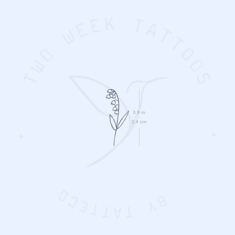 Tatuaje semipermanente minimalista de lirio de los valles (juego de 2)