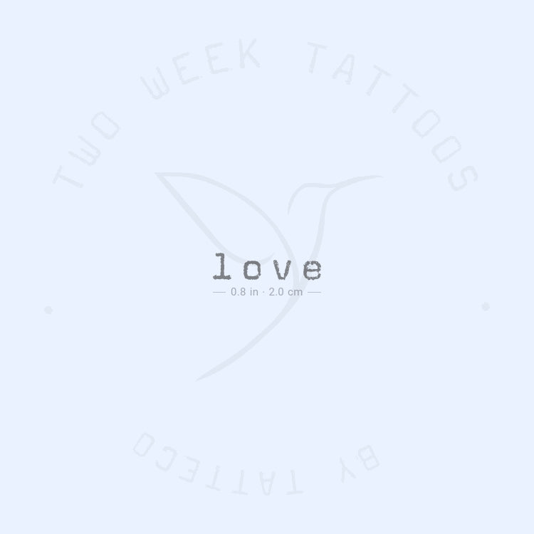 Love - Typewriter Semi-Permanent Tattoo - Set of 2