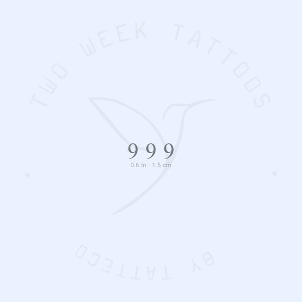 Small 999 Semi-Permanent Tattoo - Set of 2