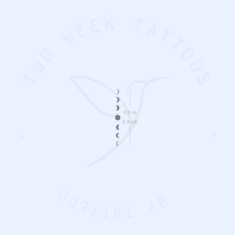Small Vertical Moon Phases Semi-Permanent Tattoo - Set of 2