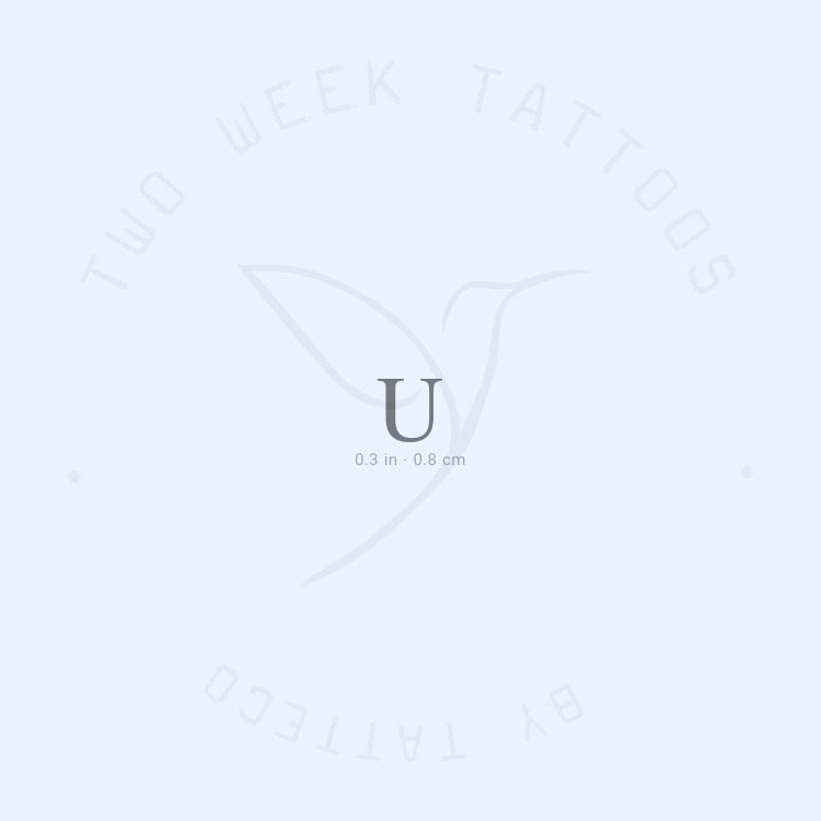Tatuaje semipermanente en mayúsculas con serifa U (juego de 2)