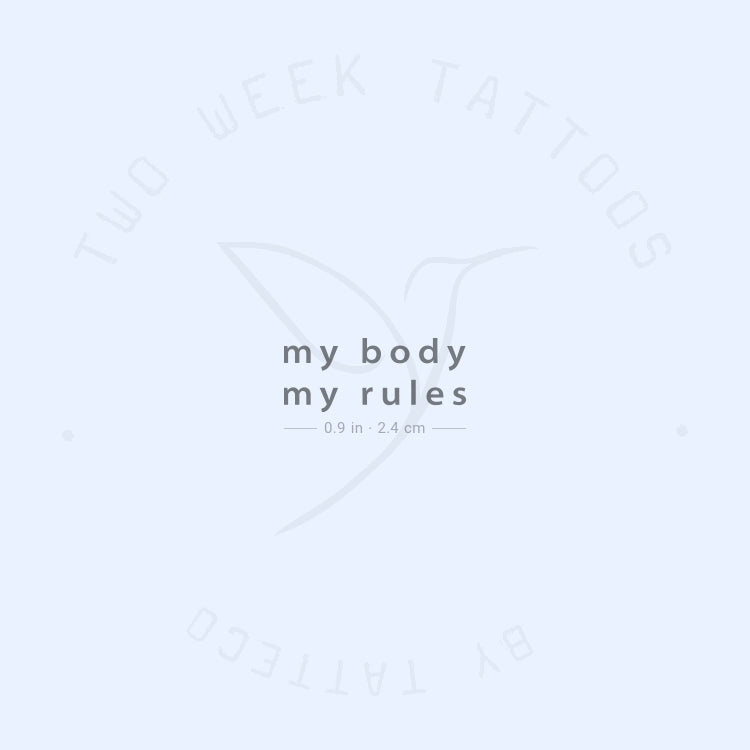 Tatuaje semipermanente "Mi cuerpo, mis reglas" - Juego de 2